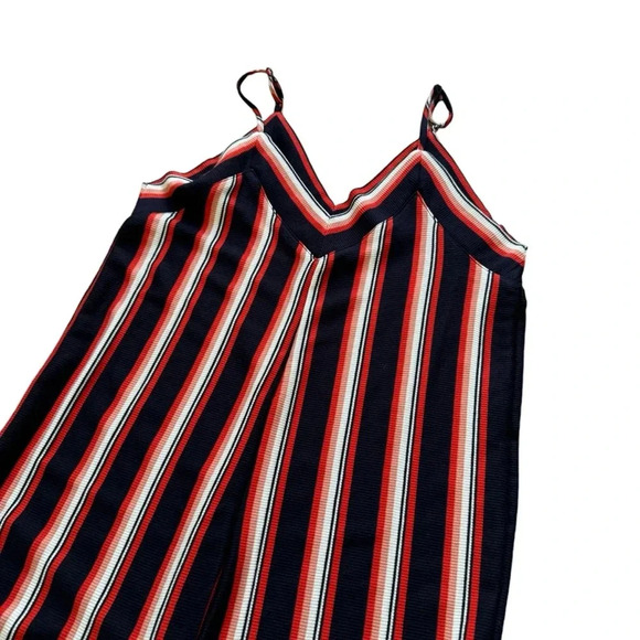 Eyeshadow Striped Jumpsuit Sleeveless Spaghetti Strap V-neck  Cropped S NWT - Picture 2 of 12